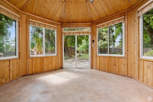 2328 W 300 N, Provo, UT 84601 - unfurnished sunroom with wood walls, wooden ceiling, and concrete flooring