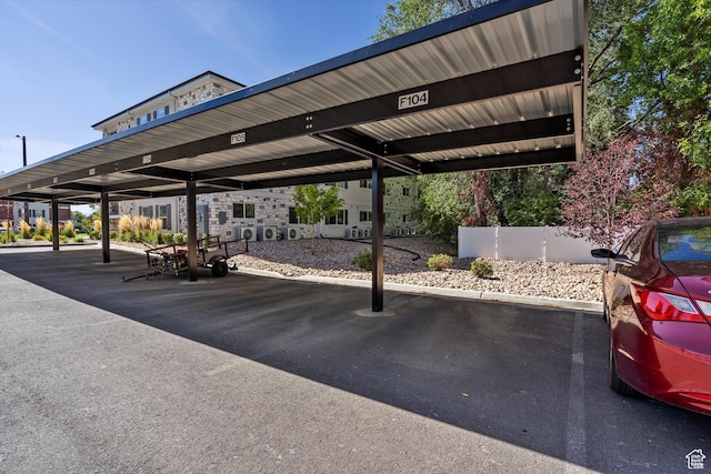 view of covered parking lot