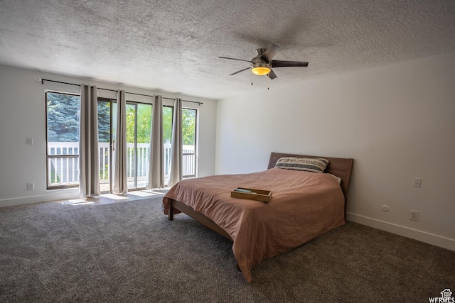 4424 W Skye Dr, South Jordan, UT 84009 - bedroom featuring access to exterior, carpet flooring, baseboards, and a textured ceiling