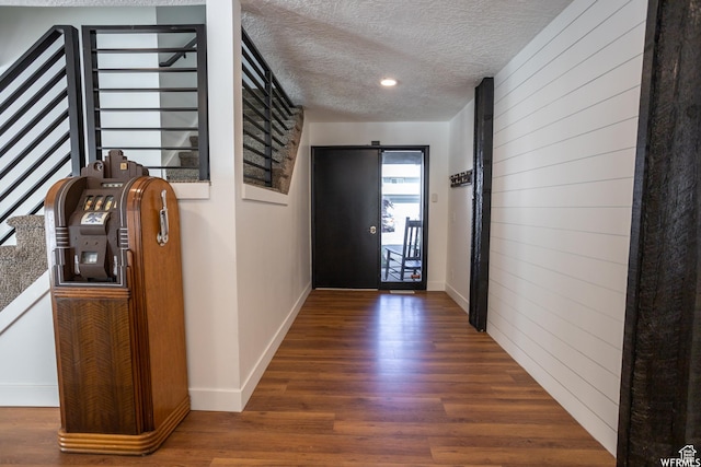 4424 W Skye Dr, South Jordan, UT 84009 - corridor featuring baseboards, wood finished floors, and a textured ceiling