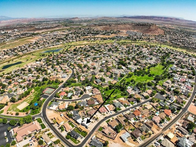 bird's eye view with a mountain view and a residential view