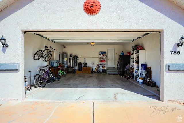 garage with water heater