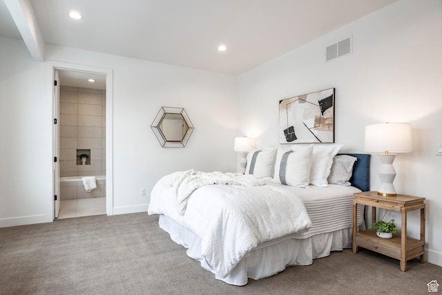 656 N E Capitol St, Salt Lake City, UT 84103 - bedroom with recessed lighting, carpet floors, and connected bathroom