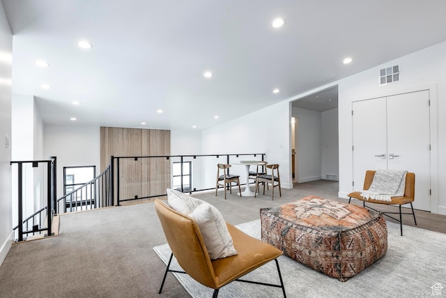 656 N E Capitol St, Salt Lake City, UT 84103 - living area featuring light carpet and recessed lighting