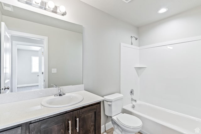 1749 S Sageberry Dr Unit 350, Santaquin, UT 84655 - bathroom featuring toilet, vanity, bathing tub / shower combination, and baseboards