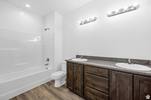 1701 S Windsong Dr Unit 377, Santaquin, UT 84655 - full bathroom with bathtub / shower combination, wood-type flooring, vanity, and toilet