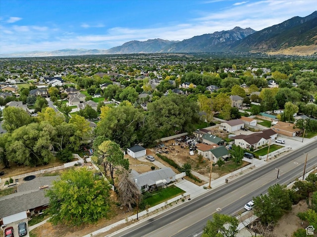 aerial view with a mountain view