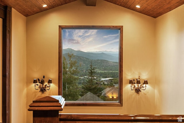 3608 Sun Ridge Dr, Park City, UT 84060 - details with a mountain view, recessed lighting, and wood ceiling