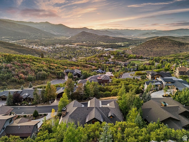 3608 Sun Ridge Dr, Park City, UT 84060 - aerial view at dusk with a mountain view and a residential view