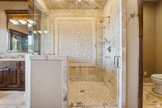 3608 Sun Ridge Dr, Park City, UT 84060 - bathroom with a stall shower, toilet, and vanity