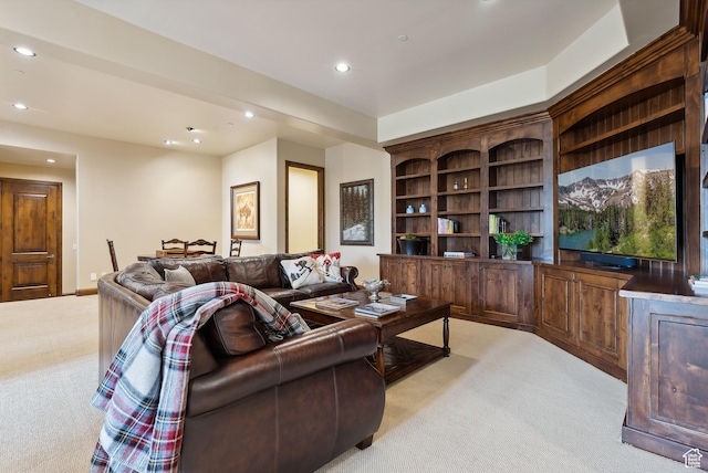3608 Sun Ridge Dr, Park City, UT 84060 - living area featuring baseboards, recessed lighting, and light colored carpet