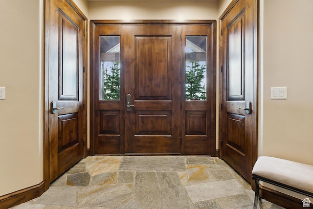 3608 Sun Ridge Dr, Park City, UT 84060 - foyer entrance featuring stone tile flooring