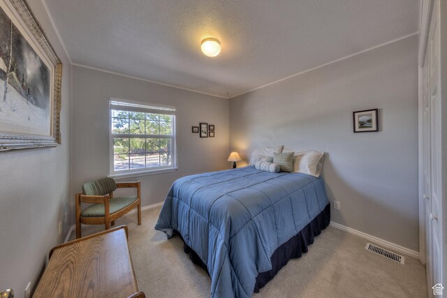 1122 E Holyoak Ln, Moab, UT 84532 - bedroom with visible vents, crown molding, baseboards, and carpet floors