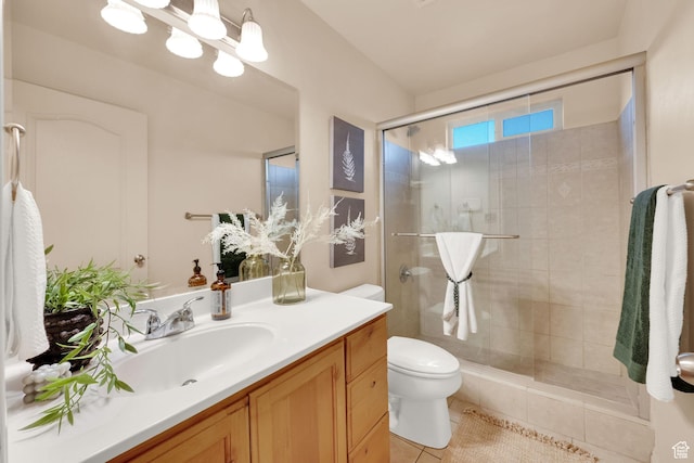 1052 S 350 E, Payson, UT 84651 - full bath with toilet, vanity, a tile shower, and tile patterned floors