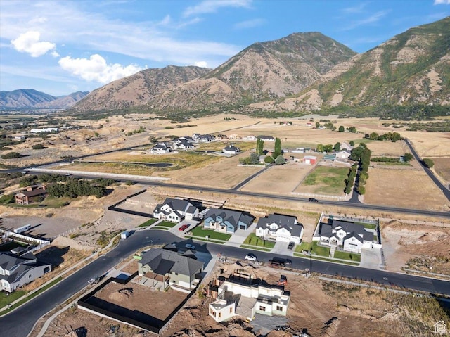 aerial view with a residential view and a mountain view