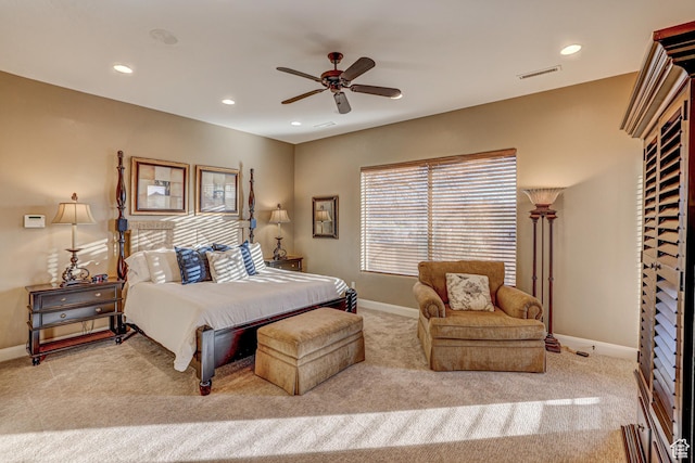 4985 W Boulder Vw, Hurricane, UT 84737 - carpeted bedroom featuring recessed lighting, baseboards, ceiling fan, and visible vents