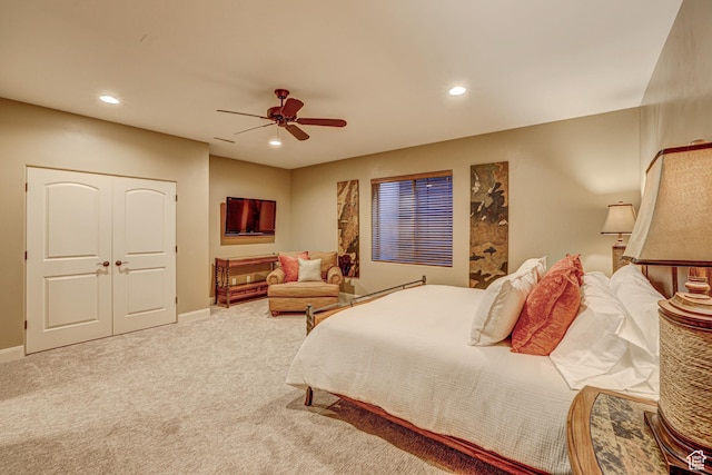 4985 W Boulder Vw, Hurricane, UT 84737 - bedroom featuring baseboards, recessed lighting, ceiling fan, and carpet