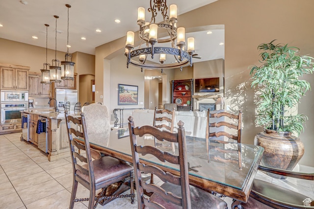4985 W Boulder Vw, Hurricane, UT 84737 - dining room with light tile patterned flooring, a notable chandelier, and recessed lighting
