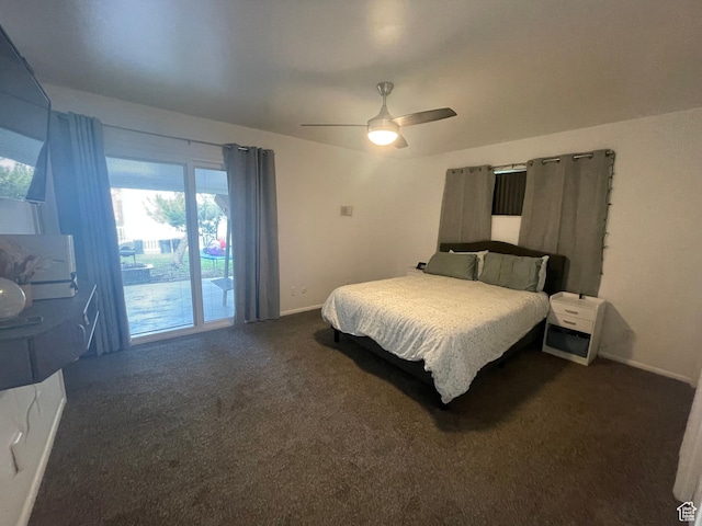 466 W 200 N, Logan, UT 84321 - bedroom featuring access to exterior, baseboards, a ceiling fan, and carpet