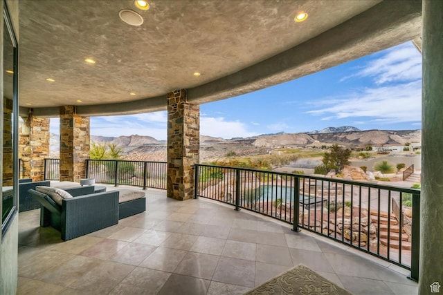 2196 W Long Sky Dr, St George, UT 84770 - view of patio with a mountain view