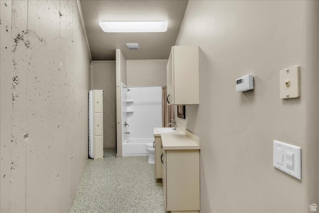 2196 W Long Sky Dr, St George, UT 84770 - full bathroom featuring shower / bath combination, vanity, speckled floor, and toilet