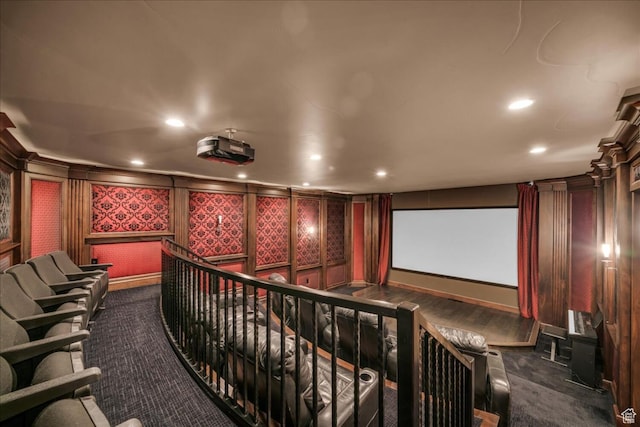 2196 W Long Sky Dr, St George, UT 84770 - cinema room with a decorative wall, recessed lighting, and dark colored carpet