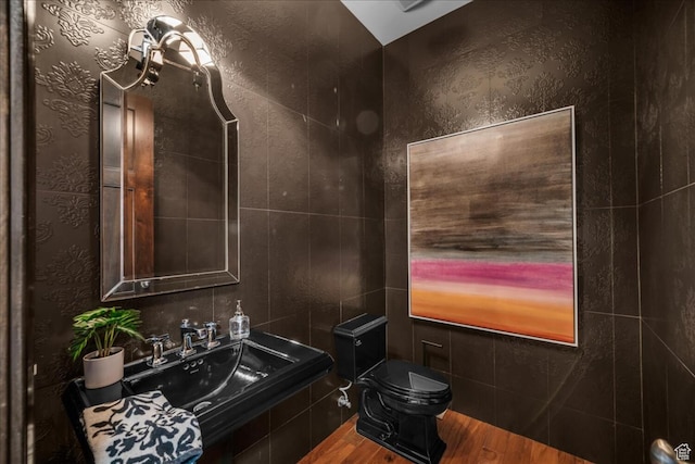 2196 W Long Sky Dr, St George, UT 84770 - bathroom featuring a sink, toilet, and wood finished floors