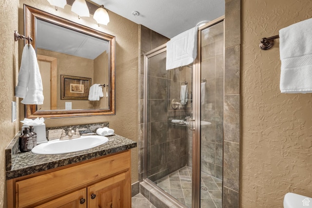 2669 Canyons Resort Dr Unit 206Abc, Park City, UT 84098 - bathroom featuring a shower stall, toilet, vanity, and a textured wall