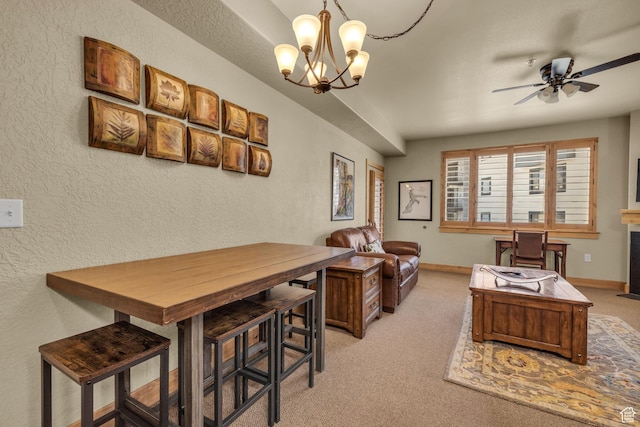 2669 Canyons Resort Dr Unit 206Abc, Park City, UT 84098 - home office featuring a textured wall, light carpet, ceiling fan with notable chandelier, and baseboards