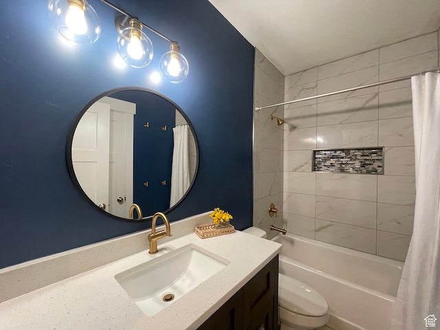 544 Lotus Dr, Fish Haven, ID 83287 - full bathroom featuring shower / bath combo, vanity, and toilet