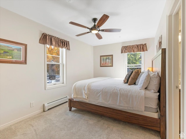 424 Park Ave Unit D, Park City, UT 84060 - carpeted bedroom with a baseboard heating unit, a ceiling fan, and baseboards