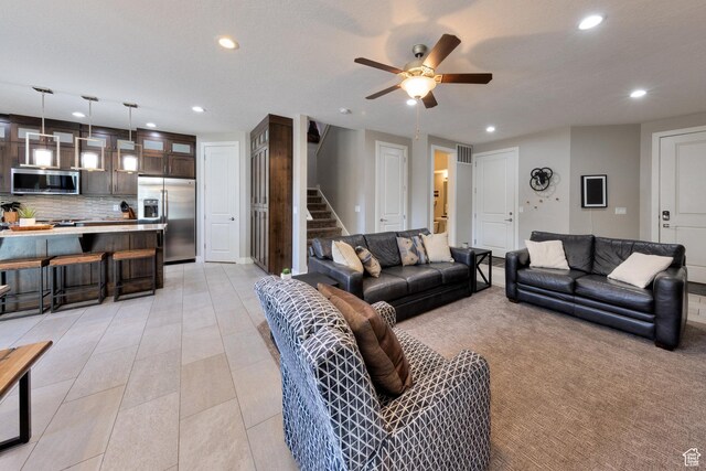 420 N 600 W, Moab, UT 84532 - living room with stairs, recessed lighting, and ceiling fan