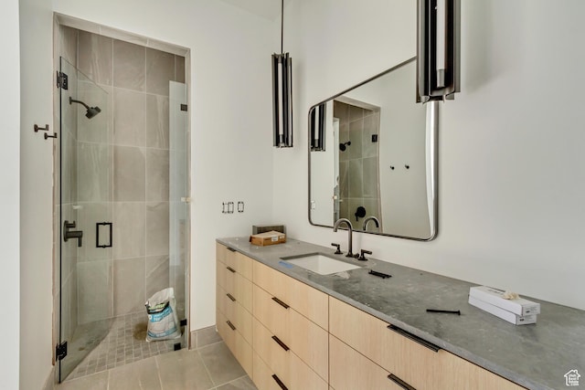 7165 Painted Valley Pass Unit 54, Park City, UT 84098 - bathroom with a shower stall, tile patterned floors, and vanity