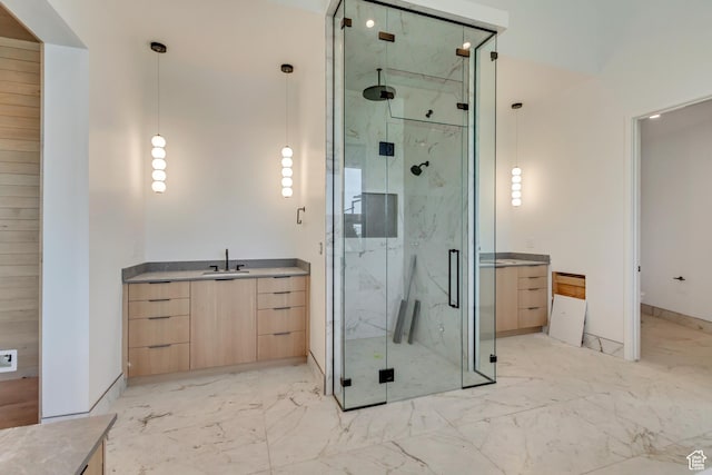 7165 Painted Valley Pass Unit 54, Park City, UT 84098 - full bathroom featuring marble finish floor, baseboards, vanity, and a marble finish shower
