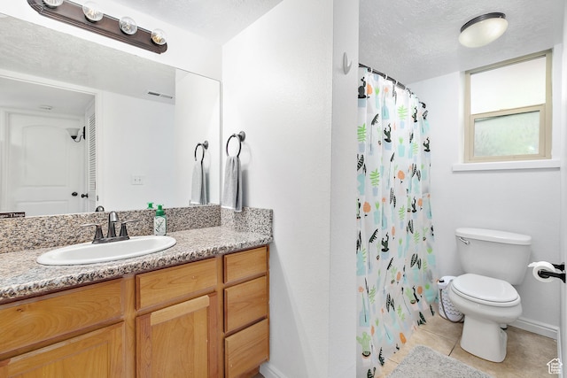 5760 S 900 E Unit 3, Murray, UT 84121 - full bathroom with vanity, toilet, a textured ceiling, tile patterned floors, and visible vents