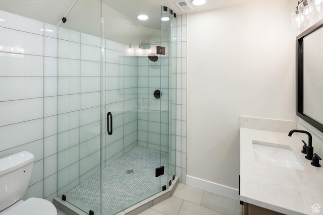715 E 1700 N, Mapleton, UT 84664 - full bath featuring vanity, toilet, tile patterned flooring, a stall shower, and baseboards