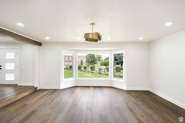 715 E 1700 N, Mapleton, UT 84664 - unfurnished living room featuring dark wood finished floors, baseboards, and recessed lighting
