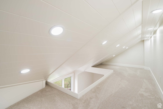 additional living space with lofted ceiling and carpet floors