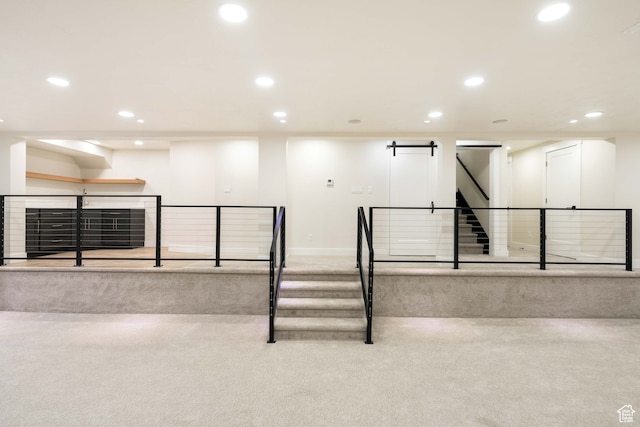 stairs with a barn door