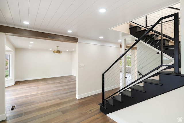 715 E 1700 N, Mapleton, UT 84664 - stairway with wood finished floors, baseboards, and recessed lighting