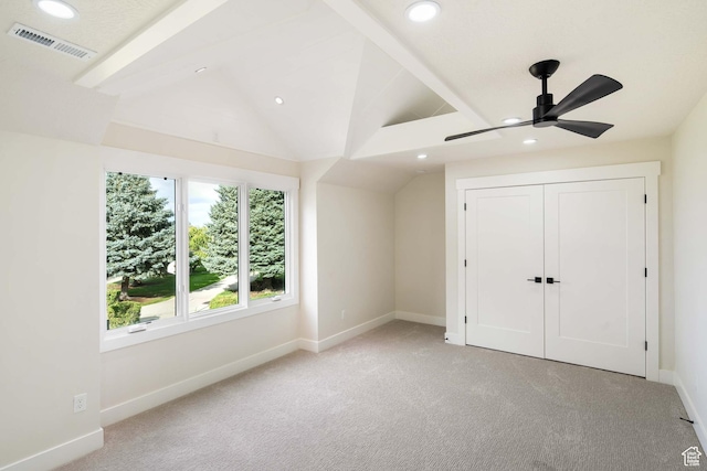 715 E 1700 N, Mapleton, UT 84664 - unfurnished bedroom featuring baseboards, recessed lighting, light carpet, lofted ceiling, and a closet