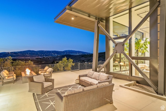 27 Normans Way, Park City, UT 84060 - view of patio with a mountain view and an outdoor living space with a fire pit