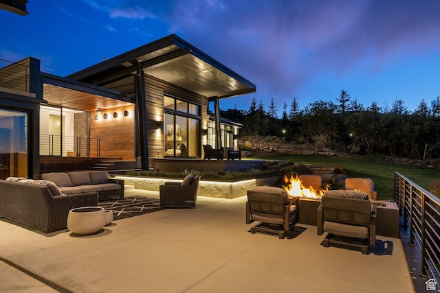 27 Normans Way, Park City, UT 84060 - view of patio / terrace featuring an outdoor living space with a fire pit