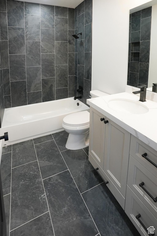 9542 Ridge Pine Rd, Heber City, UT 84032 - full bathroom featuring vanity, toilet, and tiled shower / bath combo