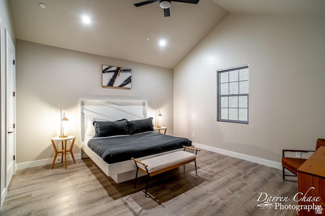 1460 S Windsor Pkwy Unit 5, Hurricane, UT 84737 - bedroom featuring lofted ceiling, wood finished floors, recessed lighting, and baseboards