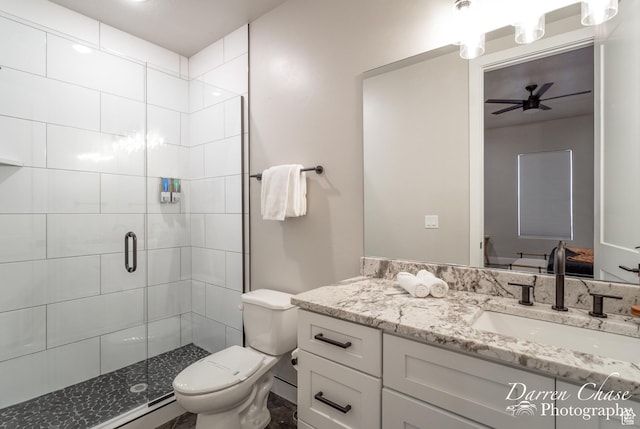 1460 S Windsor Pkwy Unit 5, Hurricane, UT 84737 - full bath with a stall shower, ceiling fan, toilet, and vanity