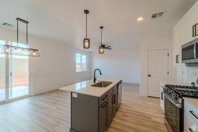 3377 W Palomar, Hurricane, UT 84737 - kitchen with visible vents, stainless steel appliances, ceiling fan, and a sink