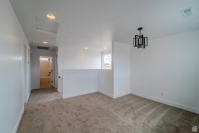 3377 W Palomar, Hurricane, UT 84737 - carpeted empty room featuring visible vents, baseboards, and attic access
