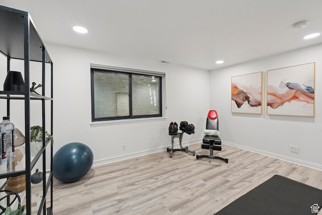3041 Homestead Rd, Park City, UT 84098 - exercise room with light wood-type flooring and recessed lighting