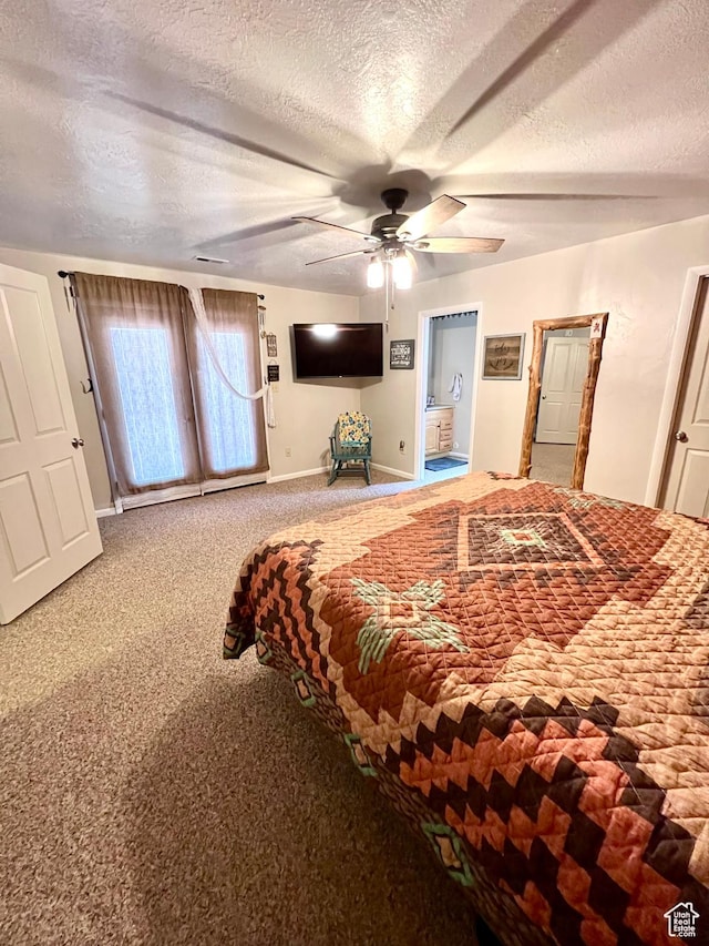 1942 N Sevier Valley Canal Rd, Richfield, UT 84701 - carpeted bedroom featuring a textured ceiling, baseboards, and a ceiling fan